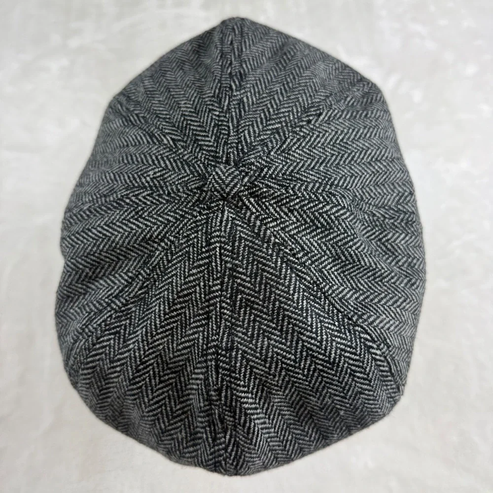 Brixton Brood Newsboy Cap Mens Small Grey Herringbone 8-Panel Flat Cap Hat